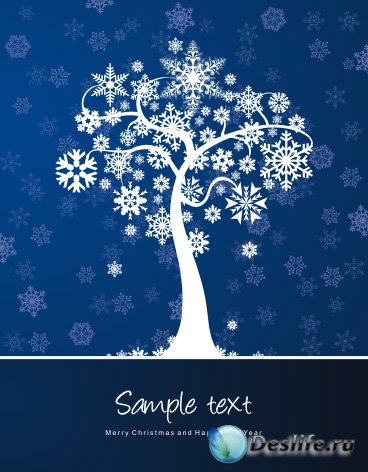 Зимнее дерево (Winter Tree Card Vector)