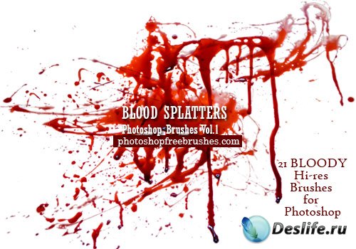 Кисти с брызгами крови (Blood Splatter Photoshop Brushes vol.1)