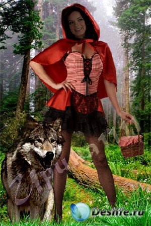 Женский костюм для Photoshop - Красная шапочка и волк