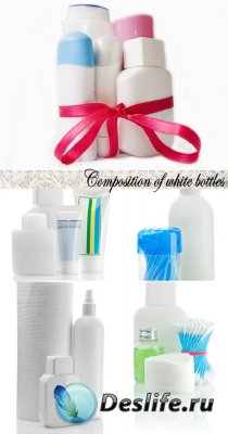 Stock Photo: Composition of white bottles