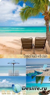 Stock Photo: Tropical beach with chairs
