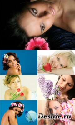 Stock foto - Девушки с цветами