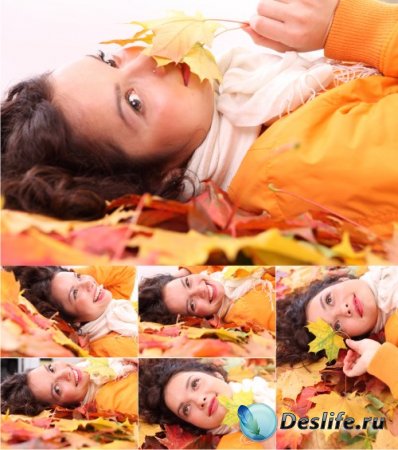 Stock Photos - Девушка в осенних листьях
