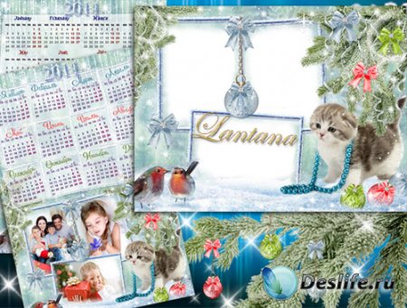 Новогодняя рамка и календарь на 2011 год - Снежок