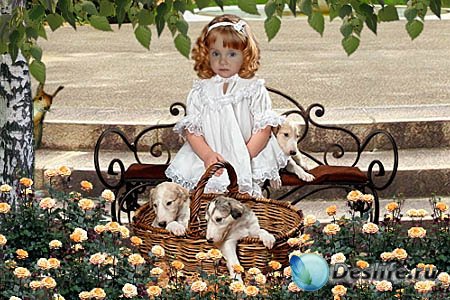 Детский костюм для фотошопа -  Девочка в саду