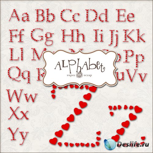 Скрап-набор - Любовный Алфавит из Сердец