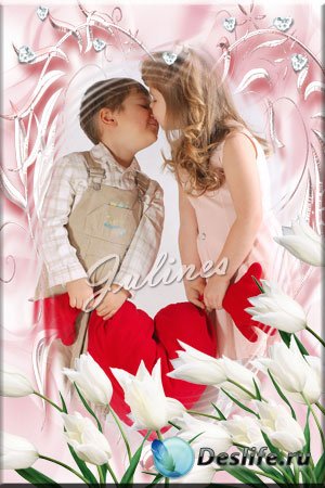 Рамка для фотошопа - Белые тюльпаны