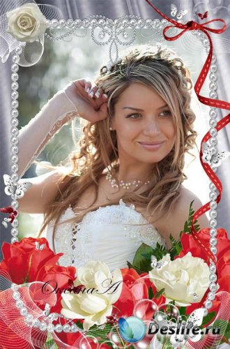 Рамка для оформления свадебных фото – Алая роза любви