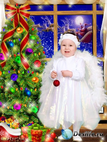 Новогодний детский костюм - Маленький ангелочек у ёлки