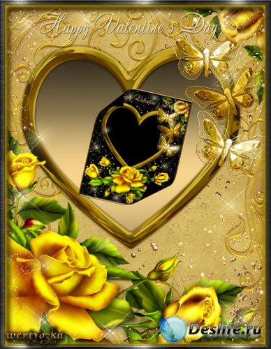 Стильная романтичная  рамка для фото - Золотистые розы