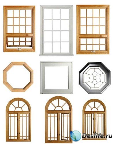 Фотосток: окна и оконные системы на белом фоне
