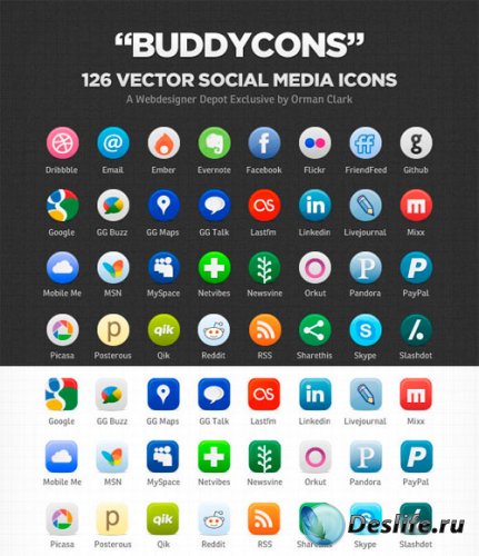 Социальные иконки в векторе - Buddycons