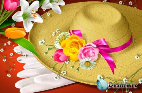 PSD  - Flowers and hats