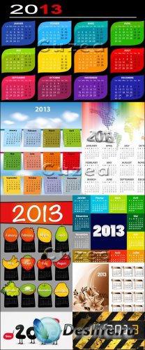 Векторный набор календарей на 2013 год, часть 2