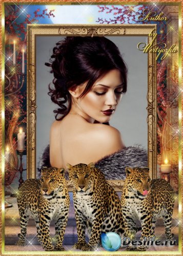 Рамка для фотошопа - Леопарды и магия ночи