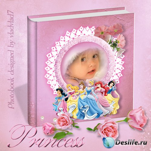 Детская фотокнига с диснеевскими принцессами и цветами