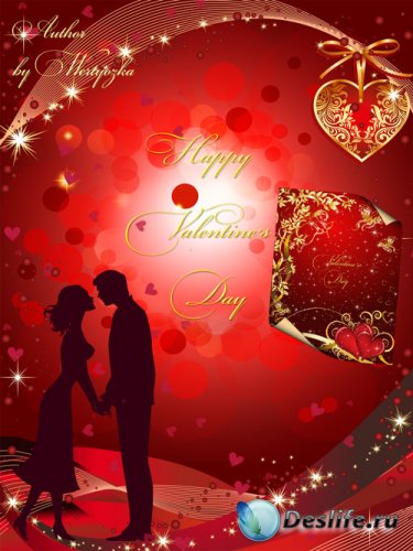PSD Исходники день Святого Валентина - Поцелуй влюбленных, любовь, романтик ...