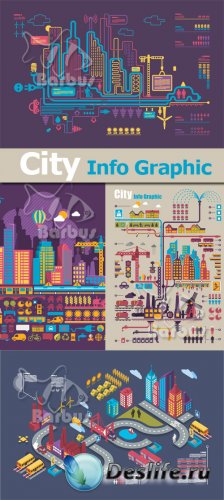 City info graphic / Инфо графика на тему город