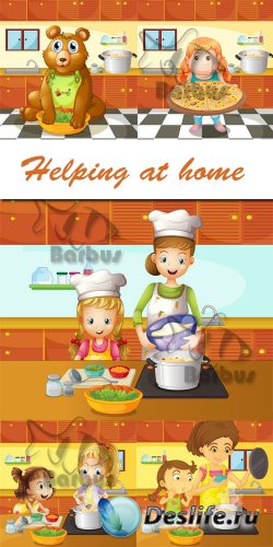 Helping at home /    - Vector illustration