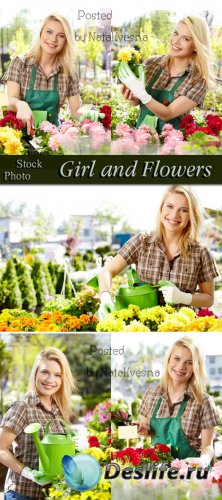    / Girl and flowers - Stock photo