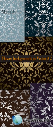 Цветочные фоны в Векторе # 2  / Flower backgrounds in Vector # 2