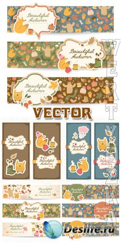      / Vintage banners with elements of autumn - vector
