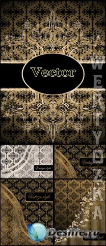       / Vintage vector background with golden ornaments