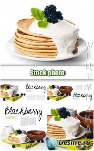 ,    / Breakfast, pancakes with blackberry - Raster cl ...