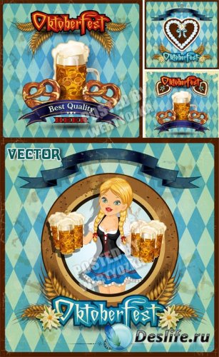 ,     / Beer, a girl with glasses of beer - vector