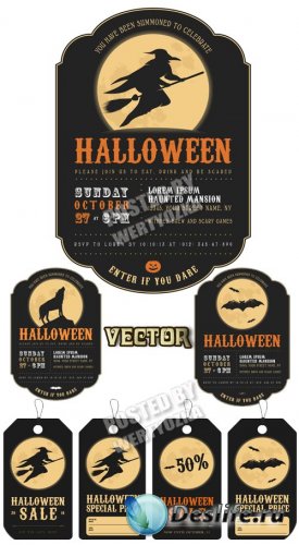 ,   / Halloween, discount cards - Stock Vector