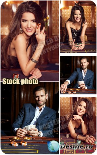 ,   ,   / Casino, a man and a woman, gambling - stock photos