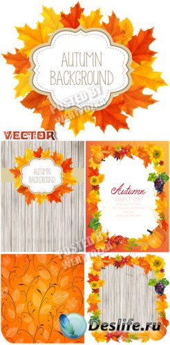      / Autumn background with colorful leaves - vector stock