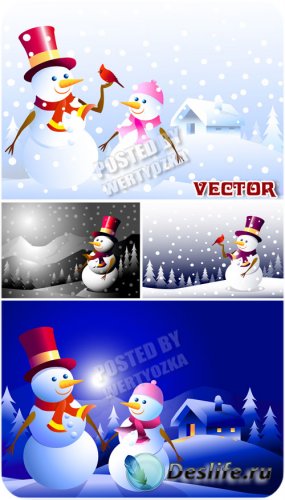 ,     / Snowmen - stock vector