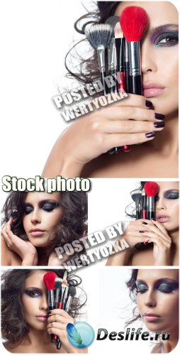     / Girl and a professional makeup - stock  ...