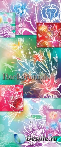 Абстрактные цветочные фоны в Векторе / Abstract flower backgrounds in Vecto ...