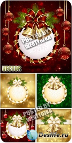     / Christmas background with bells - stock vector