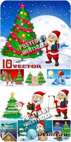     / Santa Claus and Christmas tree - stock vector