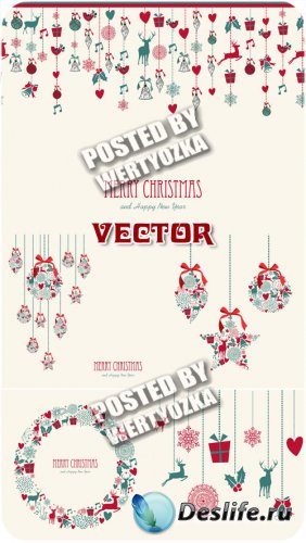    / Vintage Christmas garland - stock vector