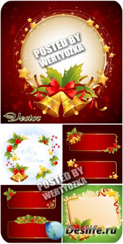       / Christmas background with bells - stock vector