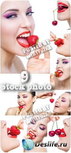    / Girl with strawberry - stock photos