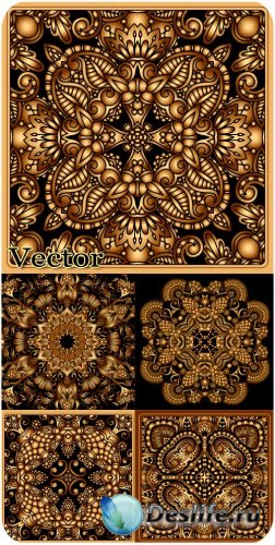      / Black background with golden ornaments - s ...