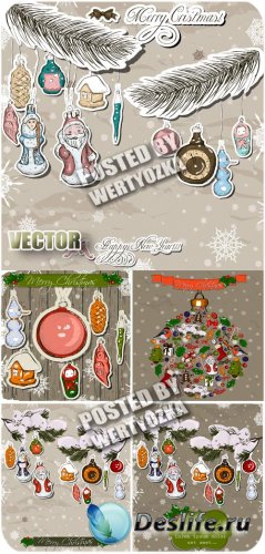    /  Vintage Christmas decorations - stock vec ...