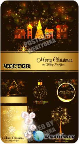        / Gold christmas vector elements
