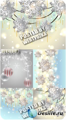     / Snowflakes on shining backgrounds - stock vector