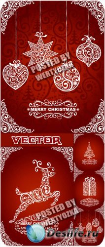       / Red christmas decorations - vector