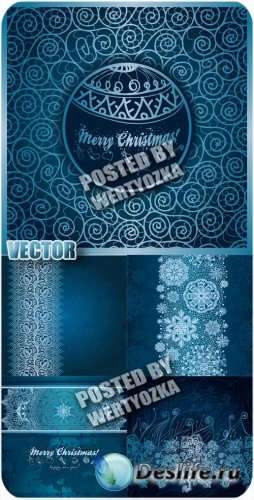      / Blue Christmas background with patterns - vector