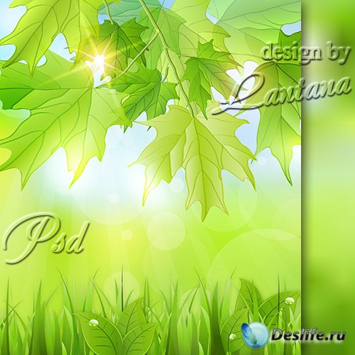 PSD исходник - Весна, лист зеленеет молодой