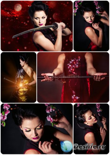   ,   / Girl with a sword, oriental girl - Stock Photo
