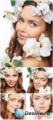     / Girl with jasmine flowers - Stock Photo