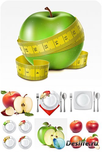 ,       / Apples, plates and cutlery vector